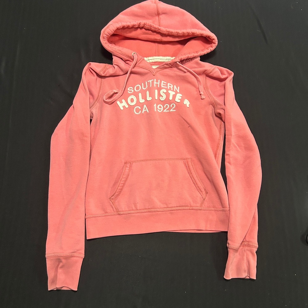 Hollister California Womens Medium Pink Y2K Pullover Hoodie Logo Graphic Pocket
